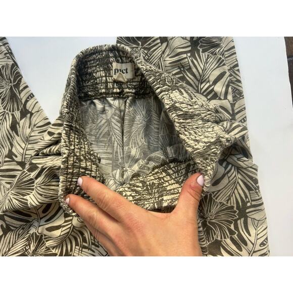 Pact Women's Small Beige Black Palm Print Organic Cotton Pull On Jogger Pants S - Picture 9 of 11